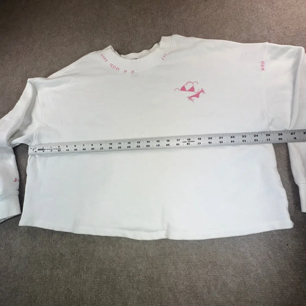 Wild Fable White Cropped Sweatshirt XL I'd Rather Be At The Beach Bikini Graphic - Picture 5 of 8